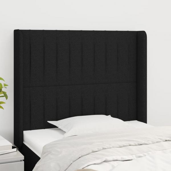 ARDEBO.de - Kopfteil mit Ohren Schwarz 93x16x118/128 cm Stoff