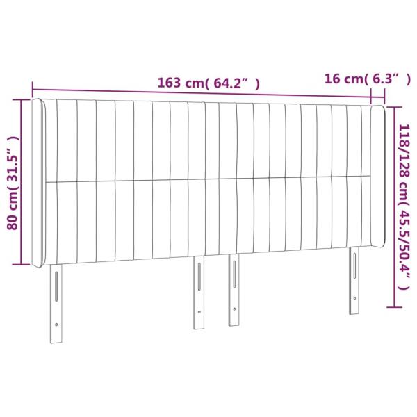 Kopfteil mit Ohren Dunkelgrau 163x16x118/128 cm Samt