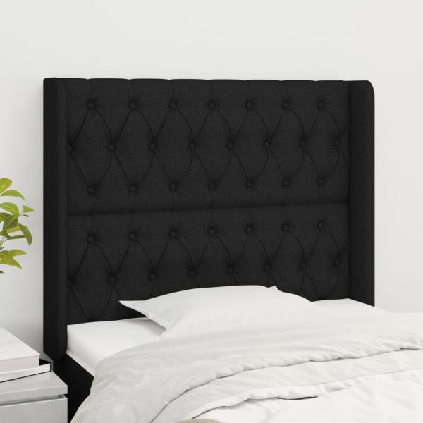 ARDEBO.de - Kopfteil mit Ohren Schwarz 93x16x118/128 cm Stoff