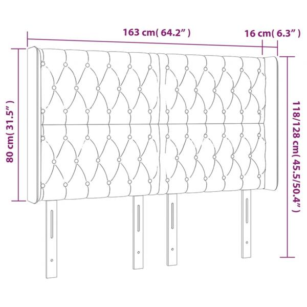 Kopfteil mit Ohren Hellgrau 163x16x118/128 cm Stoff