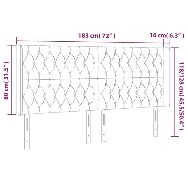 Kopfteil mit Ohren Dunkelgrau 183x16x118/128 cm Stoff