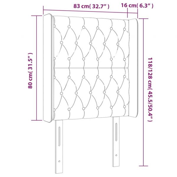 Kopfteil mit Ohren Dunkelgrau 83x16x118/128 cm Samt