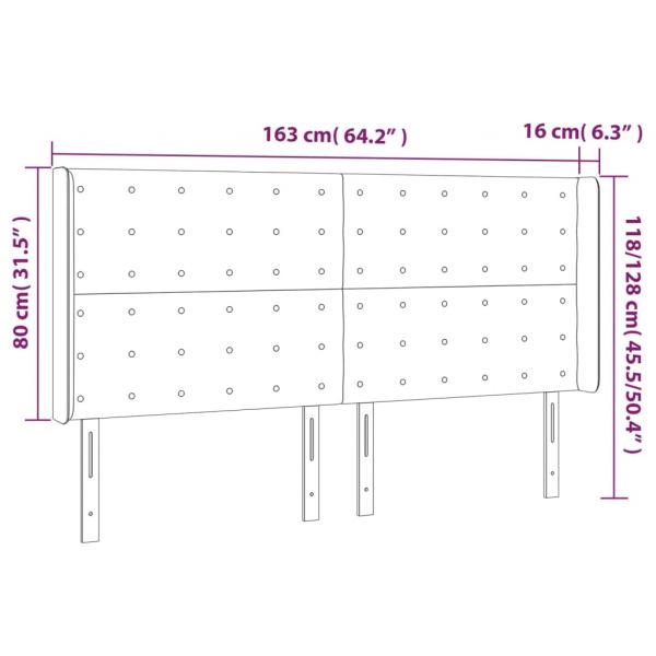 Kopfteil mit Ohren Hellgrau 163x16x118/128 cm Samt