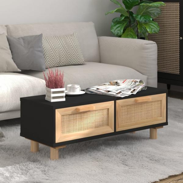 ARDEBO.de - Couchtisch Schwarz 80x40x30 cm Holzwerkstoff Massivholz Kiefer