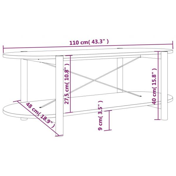 Couchtisch Schwarz 110x48x40 cm Holzwerkstoff