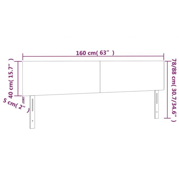 Kopfteile 2 Stk. Hellgrau 80x5x78/88 cm Samt