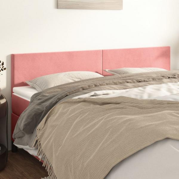 ARDEBO.de - Kopfteile 2 Stk. Rosa 100x5x78/88 cm Samt