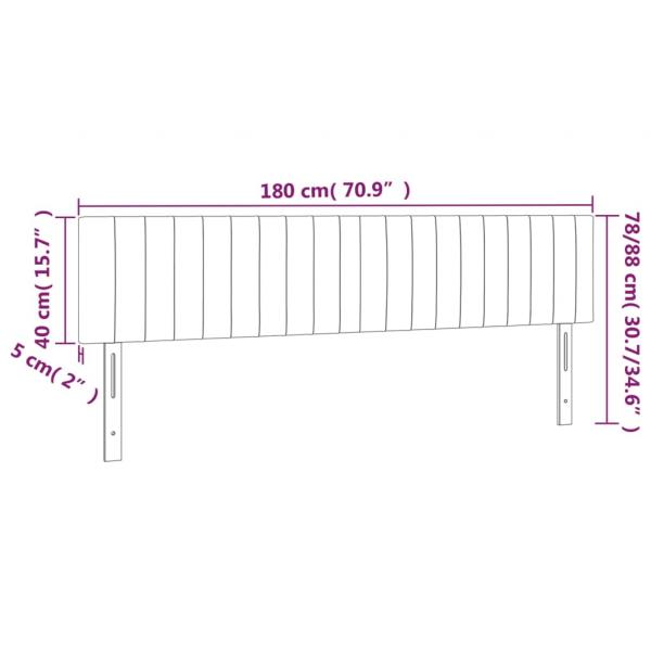 Kopfteile 2 Stk. Hellgrau 90x5x78/88 cm Samt