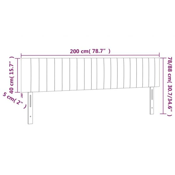 Kopfteile 2 Stk. Hellgrau 100x5x78/88 cm Samt