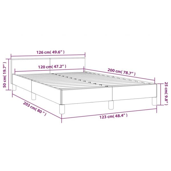 Bettgestell mit Kopfteil Hellgrau 120x200 cm Samt