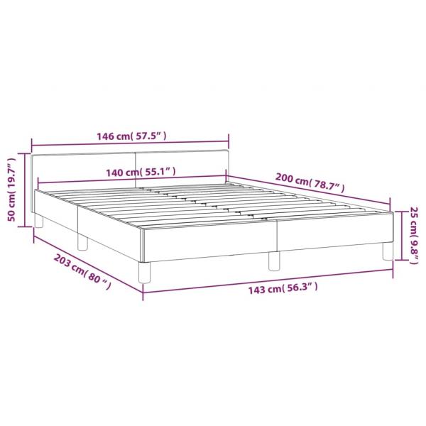 Bettgestell mit Kopfteil Hellgrau 140x200 cm Samt