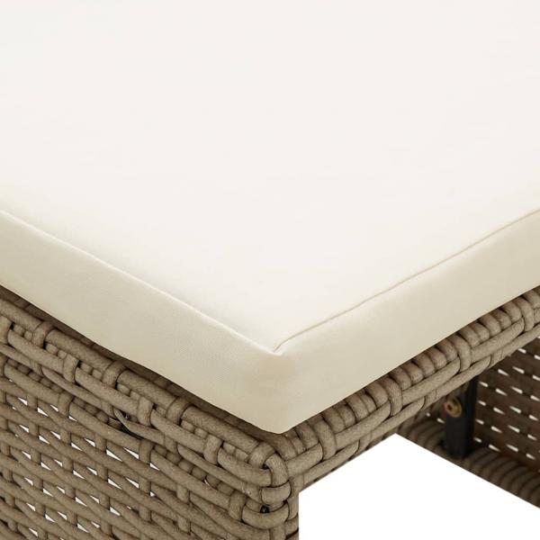 Gartenhocker 4 Stk. mit Sitzkissen Poly Rattan Beige