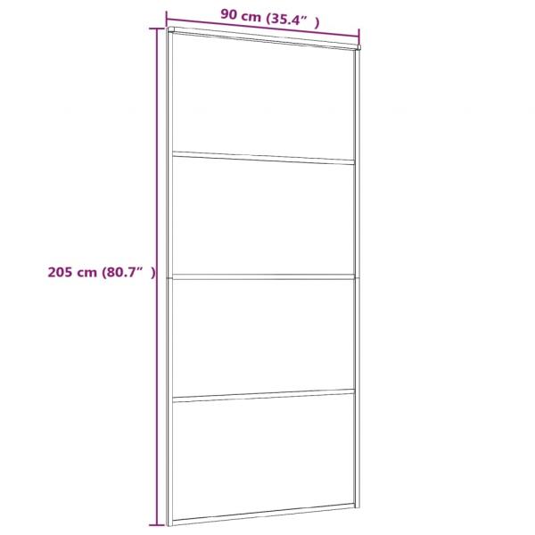 Schiebetür ESG-Glas und Aluminium mattiert 90x205 cm Schwarz