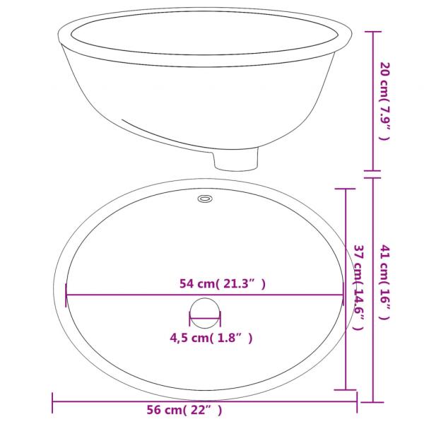 Waschbecken Weiß 56x41x20 cm Oval Keramik