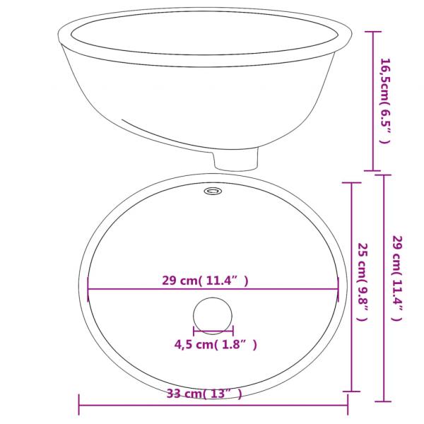 Waschbecken Weiß 33x29x16,5 cm Oval Keramik