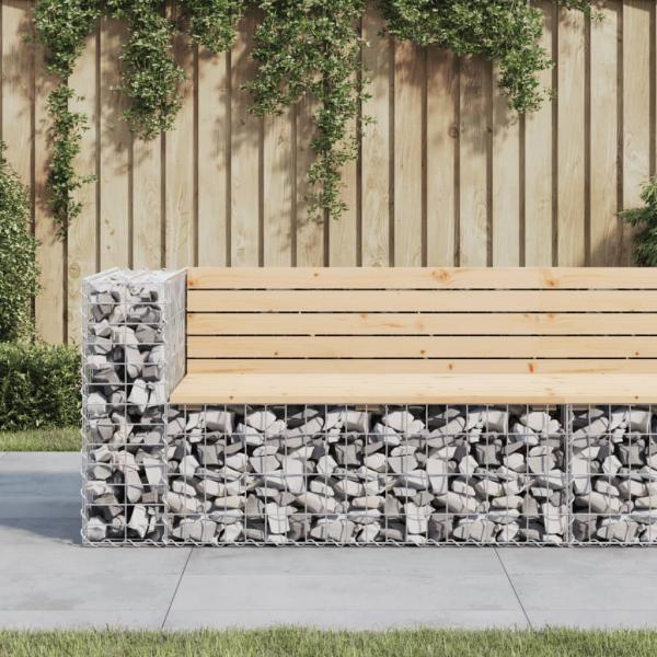 ARDEBO.de - Gartenbank aus Gabionen 122x71x65,5 cm Massivholz Kiefer