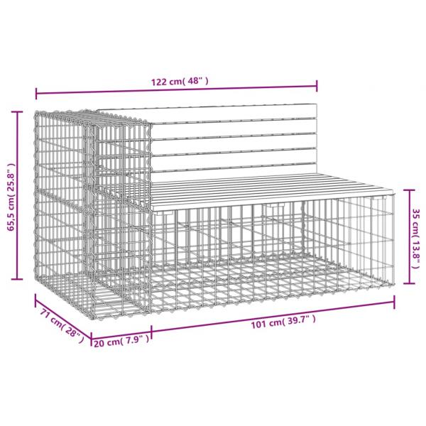 Gartenbank aus Gabionen 122x71x65,5 cm Massivholz Kiefer