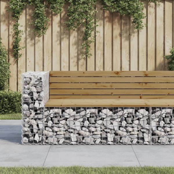 ARDEBO.de - Gartenbank aus Gabionen 122x71x65,5 cm Kiefernholz Imprägniert