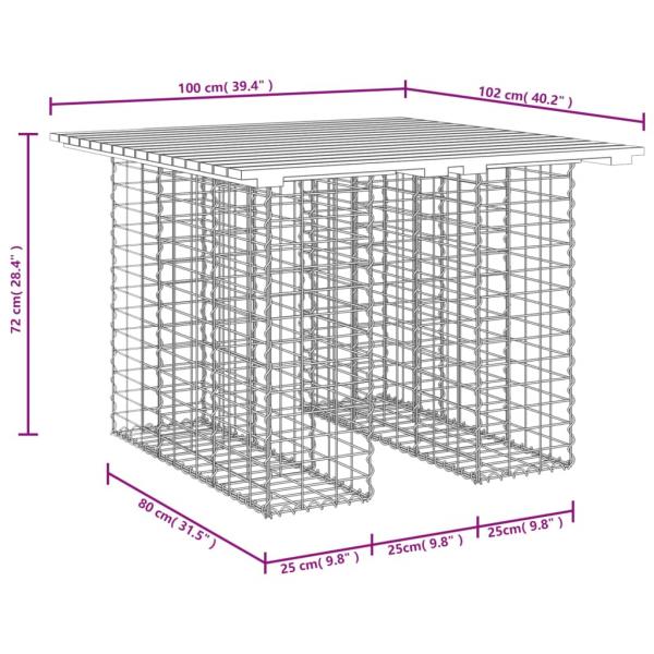 Gartenbank aus Gabionen 100x102x72 cm Massivholz Kiefer