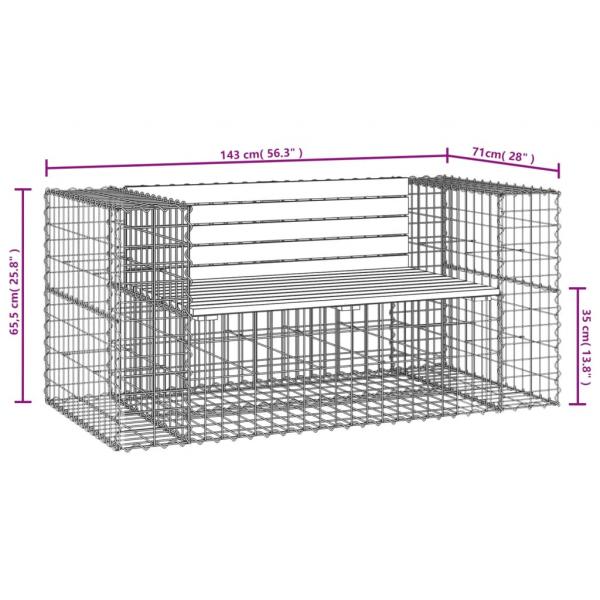 Gartenbank aus Gabionen 143x71x65,5 cm Massivholz Douglasie