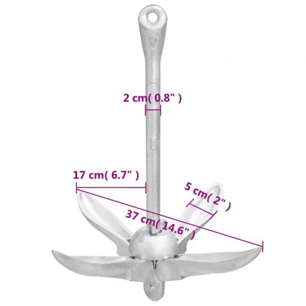 Klappanker mit Seil Silbern 3,2 kg Temperguss