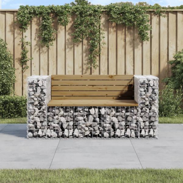 ARDEBO.de - Gartenbank aus Gabionen 143x71x65,5 cm Kiefernholz Imprägniert