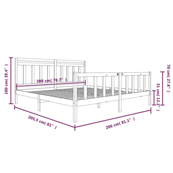 Massivholzbett Weiß 200x200 cm