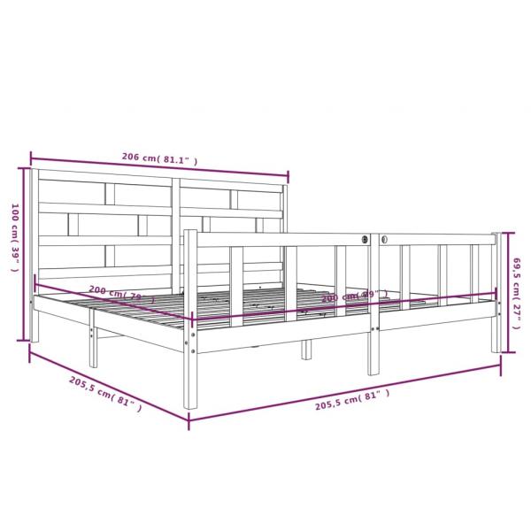 Massivholzbett Schwarz Kiefer 200x200 cm