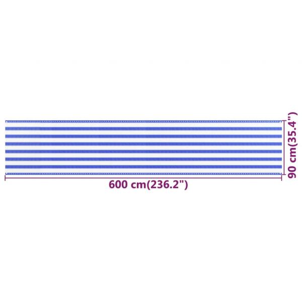 Balkon-Sichtschutz Blau und Weiß 90x600 cm HDPE