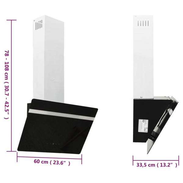 Dunstabzugshaube 60 cm Stahl und Hartglas Schwarz