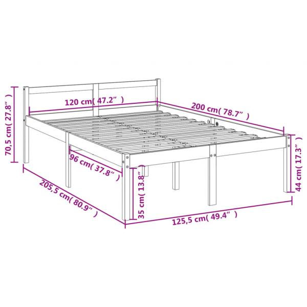 Seniorenbett Weiß 120x200 cm Massivholz Kiefer