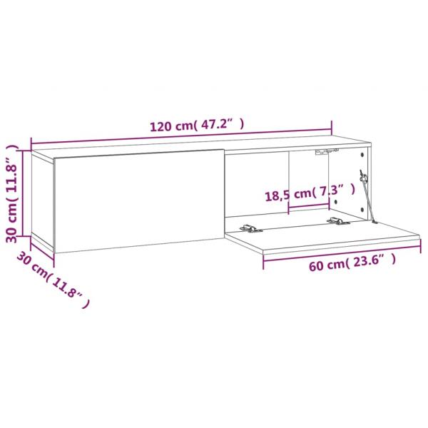 TV-Wandschrank Räuchereiche 120x30x30 cm Holzwerkstoff