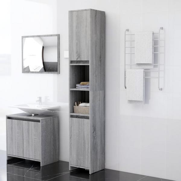 ARDEBO.de - Badezimmerschrank Grau Sonoma 30x30x183,5 cm Holzwerkstoff