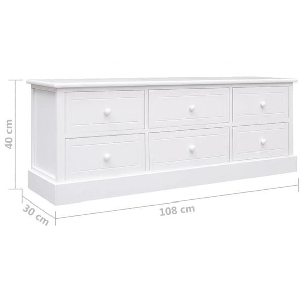 TV-Schrank Weiß 108x30x40 cm Massivholz Paulownia