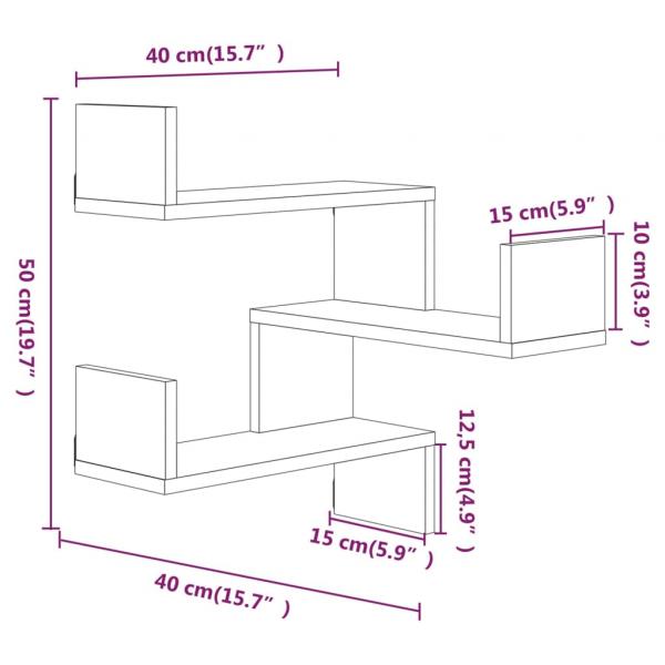 Wand-Eckregale 2 Stk. Grau Sonoma 40x40x50 cm Holzwerkstoff