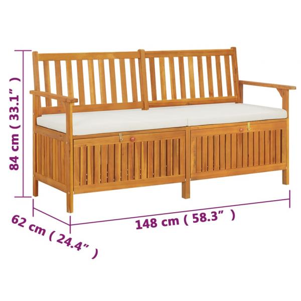 Truhenbank mit Kissen 148 cm Massivholz Akazie