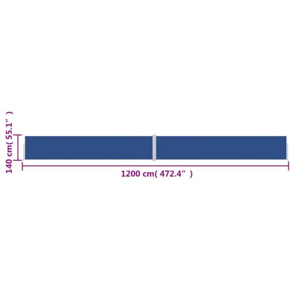 Seitenmarkise Ausziehbar Blau 140x1200 cm