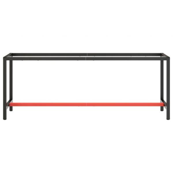 Werkbankgestell Mattschwarz und Mattrot 210x50x79 cm Metall