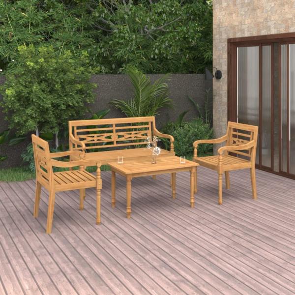 ARDEBO.de - 4-tlg. Garten-Lounge-Set Massivholz Teak