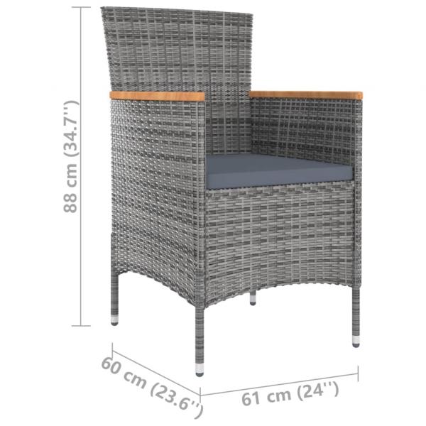 9-tlg. Garten-Essgruppe mit Kissen Poly Rattan Grau