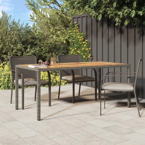 ARDEBO.de - Gartentisch 190x90x75 cm Poly Rattan und Akazienholz Grau 