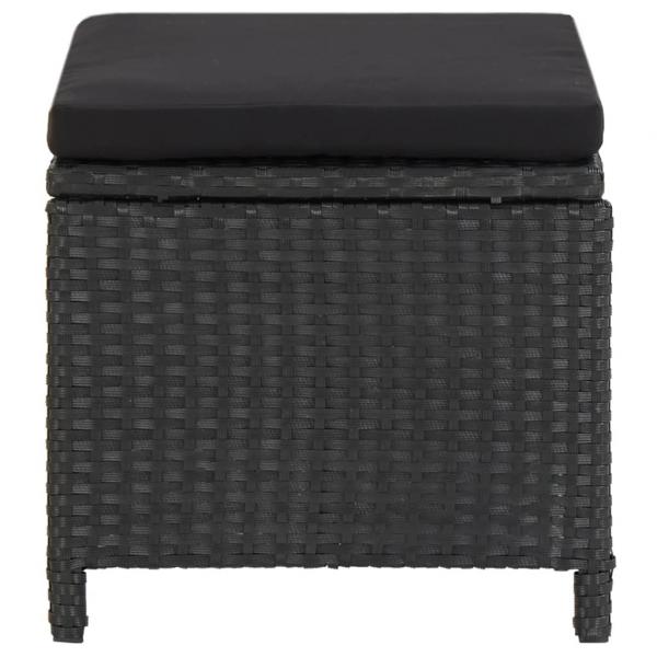 Gartenhocker 4 Stk. mit Sitzkissen Poly Rattan Schwarz