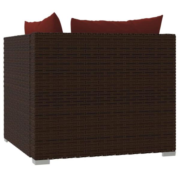 2-Sitzer-Sofa mit Kissen Braun Poly Rattan