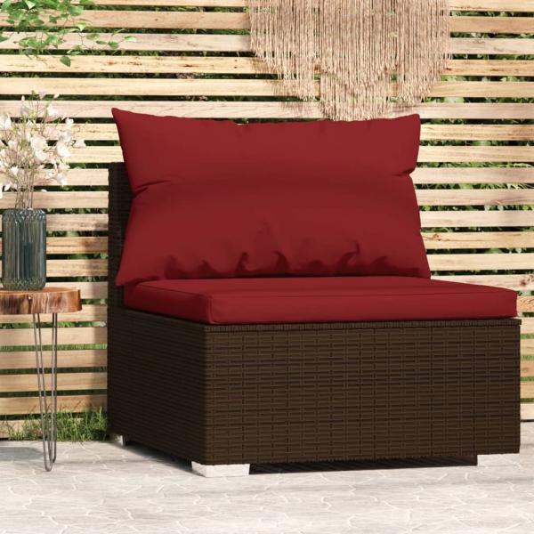 ARDEBO.de - Garten-Mittelsofa mit Kissen Braun Poly Rattan