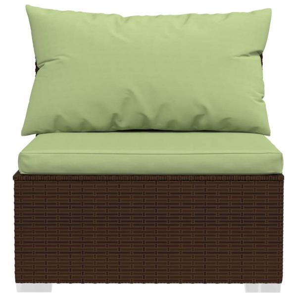 4-tlg. Garten-Lounge-Set mit Kissen Braun Poly Rattan