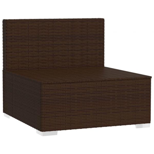 Garten-Mittelsofa mit Kissen Braun Poly Rattan