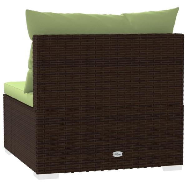 Garten-Mittelsofa mit Kissen Braun Poly Rattan