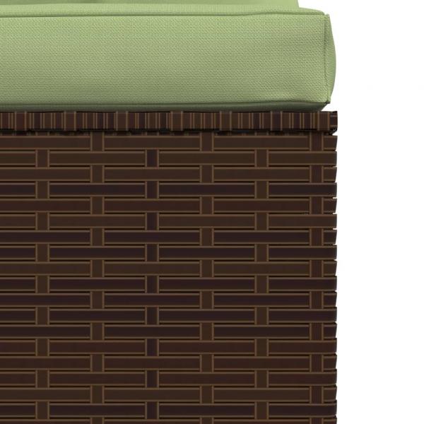 Garten-Mittelsofa mit Kissen Braun Poly Rattan