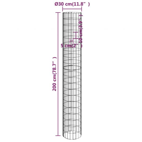 Gabionen-Säule Rund Verzinkter Stahl Ø30x200 cm