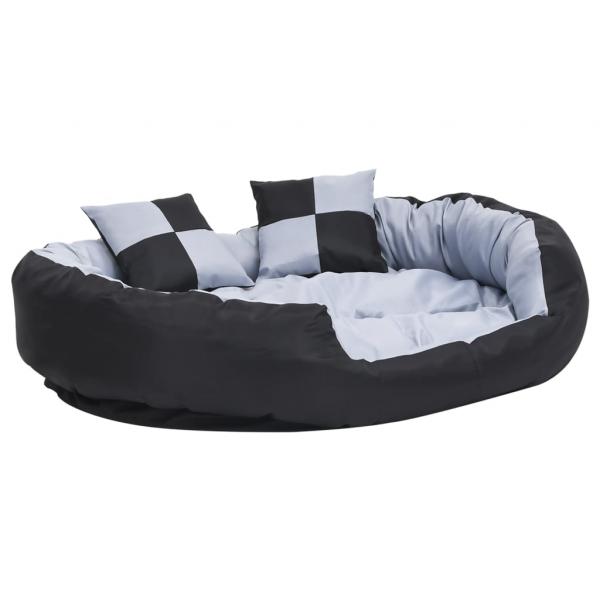 Hundekissen Wendbar und Waschbar Grau und Schwarz 110x80x23 cm